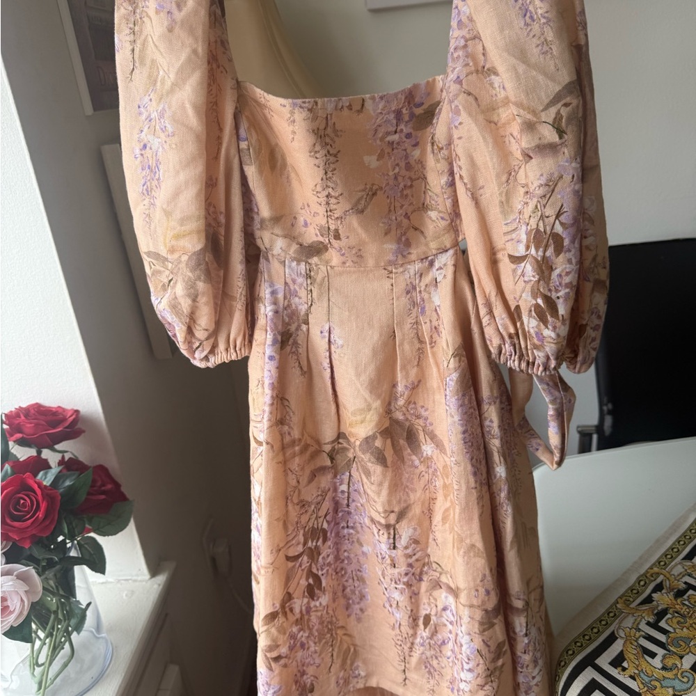 Zimmermann Peach and Lavender Long Sleeve Dress